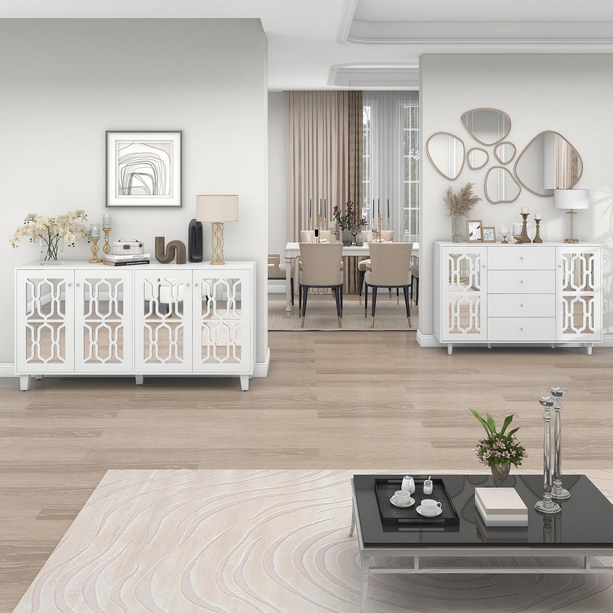 SIDEBOARD White 147.5/40/102 cm - Weiß, Holz (147/102/40cm) - Urban Meuble