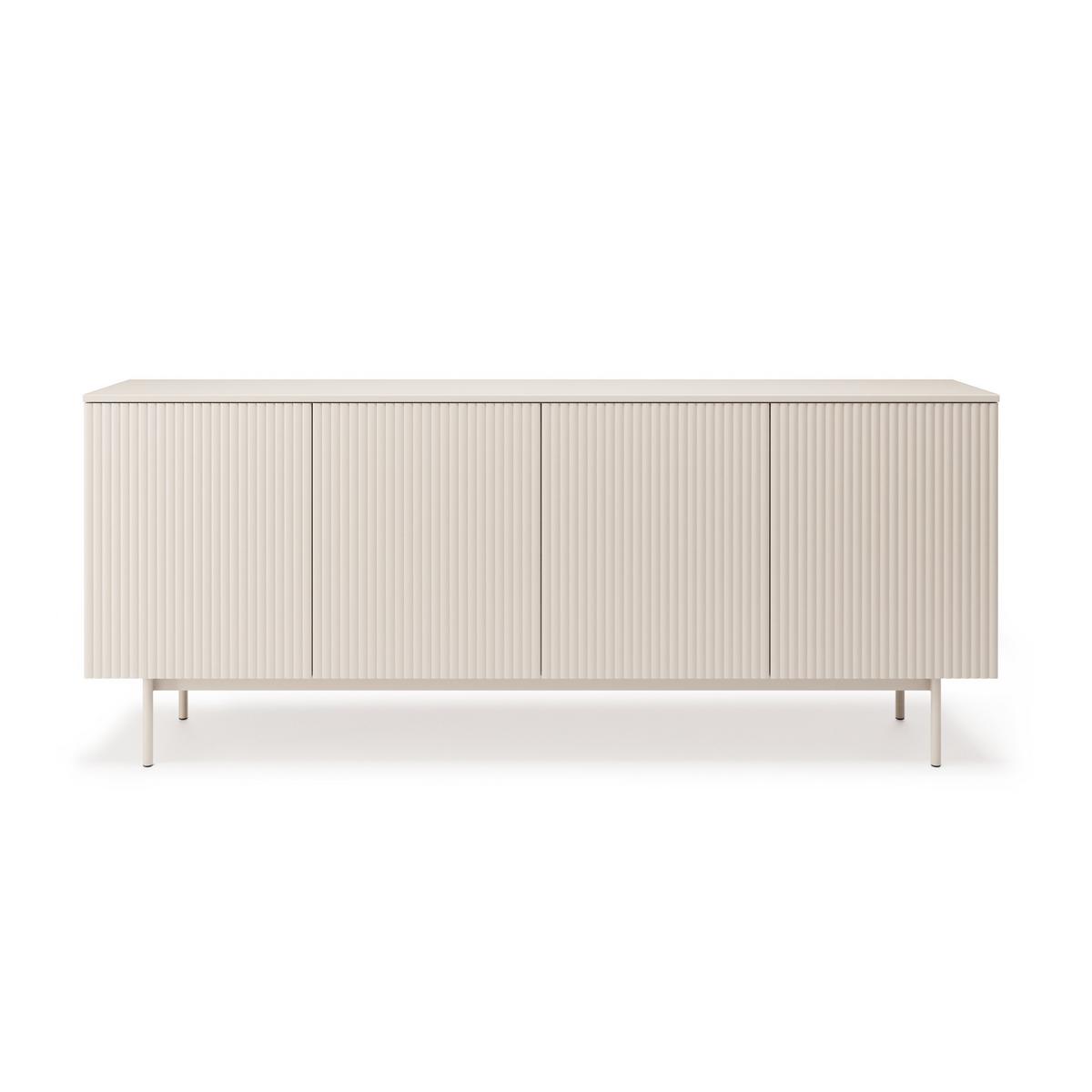 KOMMODE Soft mit 4 Türen und geriffelten Fronten, Kaschmir - Kaschmir, Holzwerkstoff/Metall (200/83/38cm) - Beautysofa