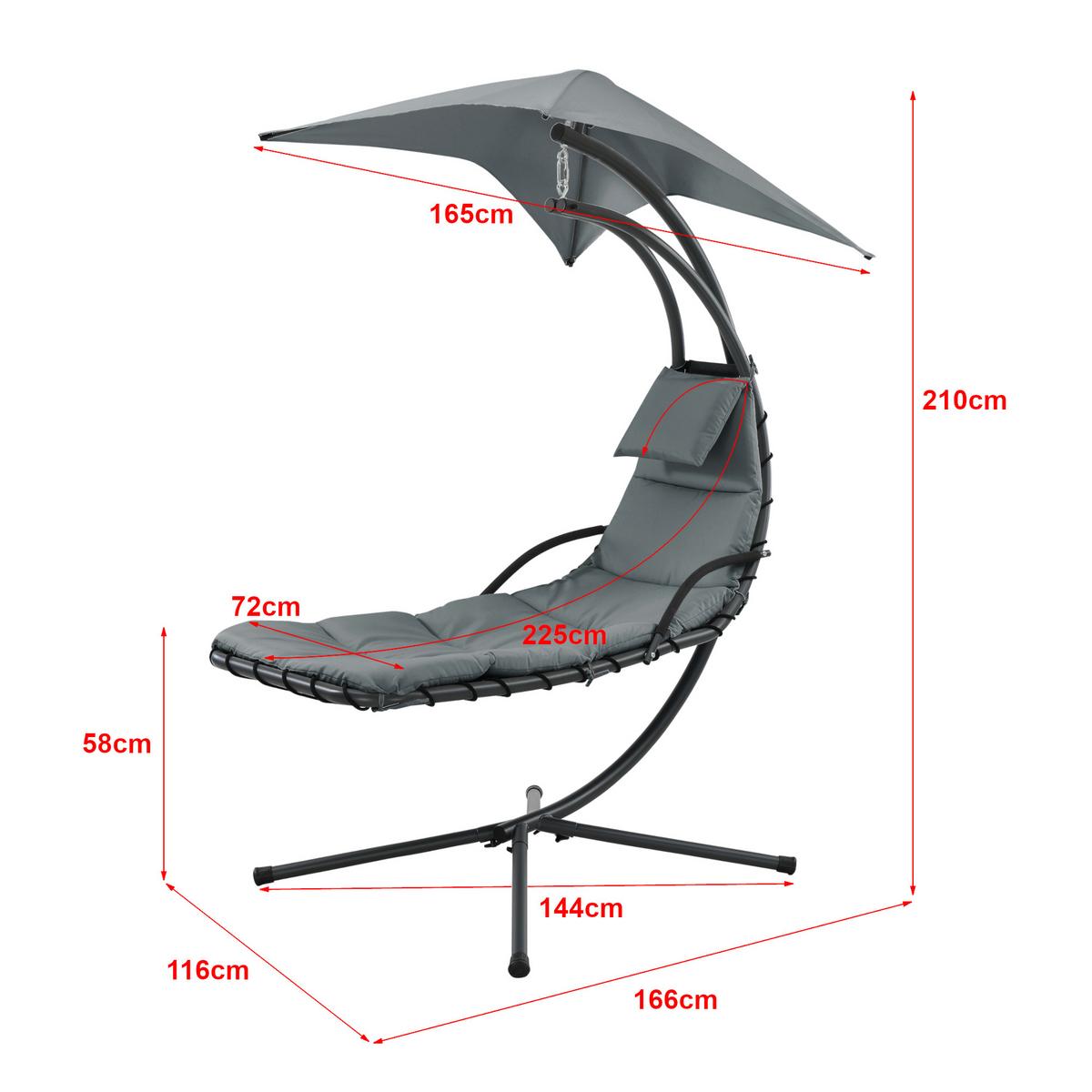 HÄNGELIEGE Lorca - Grau, Metall (166/210/116cm) - [en.casa]