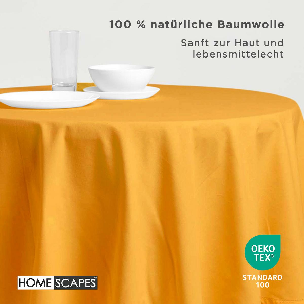 TISCHDECKE senfgelb rund 178 cm, 100% Baumwolle - Dunkelgelb, Textil (178/178cm) - Homescapes