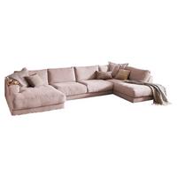 WOHNLANDSCHAFT MADELINE Pink Cord - Schwarz/Rosa, Kunststoff/Textil (425/86/224cm) - KAWOLA