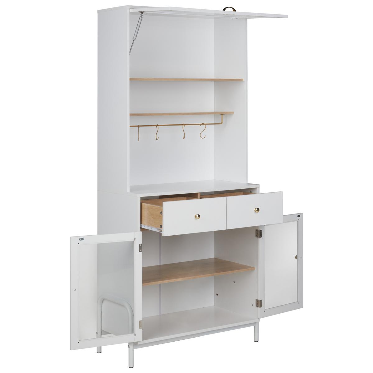 VITRINE mit Glastüren 82 cm Weiß Parlin - Weiß, Holzwerkstoff (82/180/40cm) - Beliani