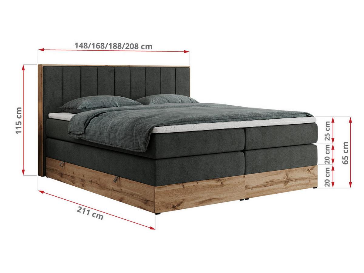 BOXSPRINGBETT BELLISSIMO KING 140/200 Dunkelgrau Struktur - H3 - Dunkelgrau, Holz/Textil (140/200cm) - MKS
