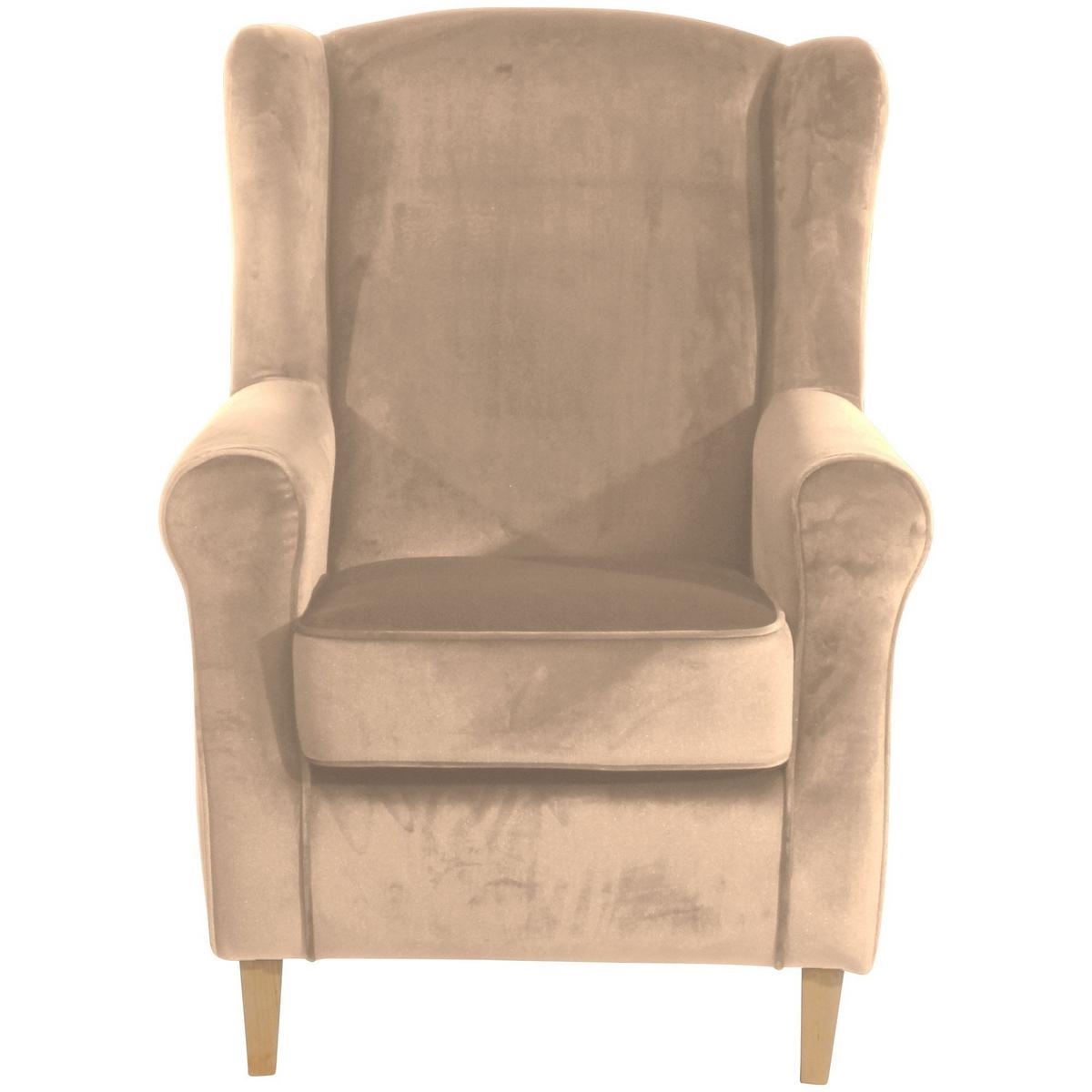 OHRENSESSEL Karlen Bezug Samtvelours Buche natur / sand - Sandfarben/Buchefarben, Kunststoff (86/103/77cm) - 58aufmkessel