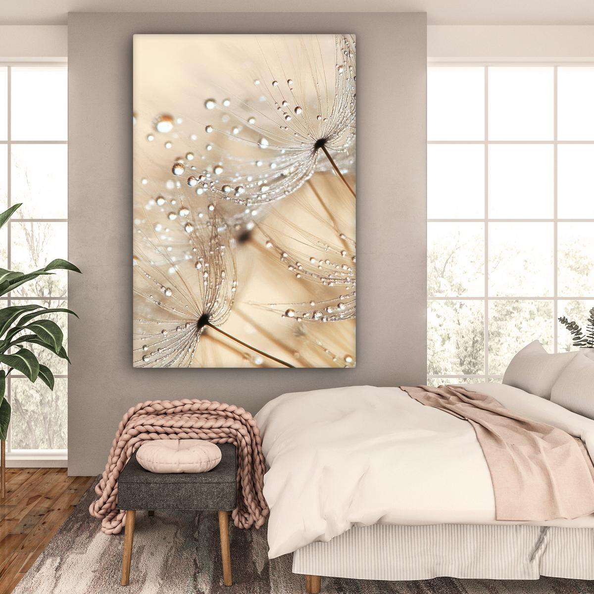 LEINWANDBILD Löwenzahn - Abstrakt - Natur - Beige Deko Groß 90x140 cm - Braun, Textil (90/140cm) - MuchoWow