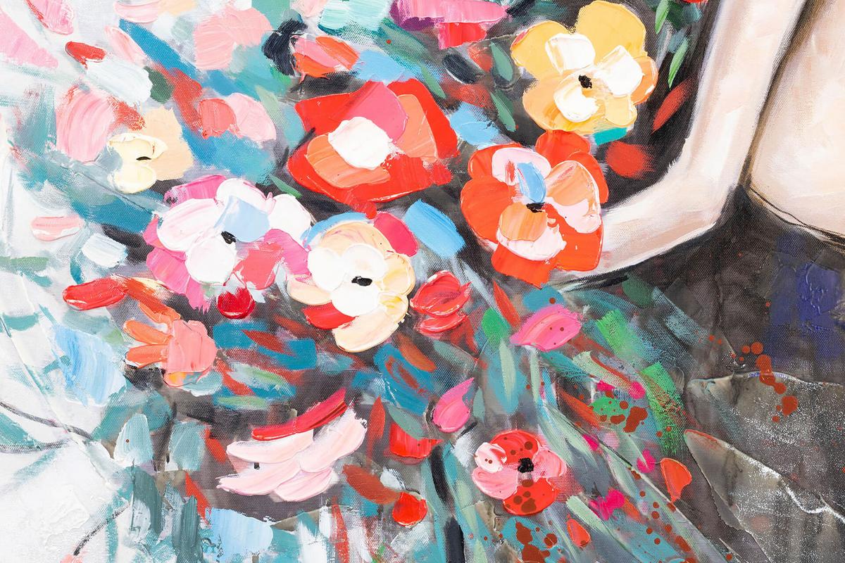 ACRYLBILD HANDGEMALT 80/80 cm - Pink/Schwarz, Holz/Textil (80/80cm) - KUNSTLOFT