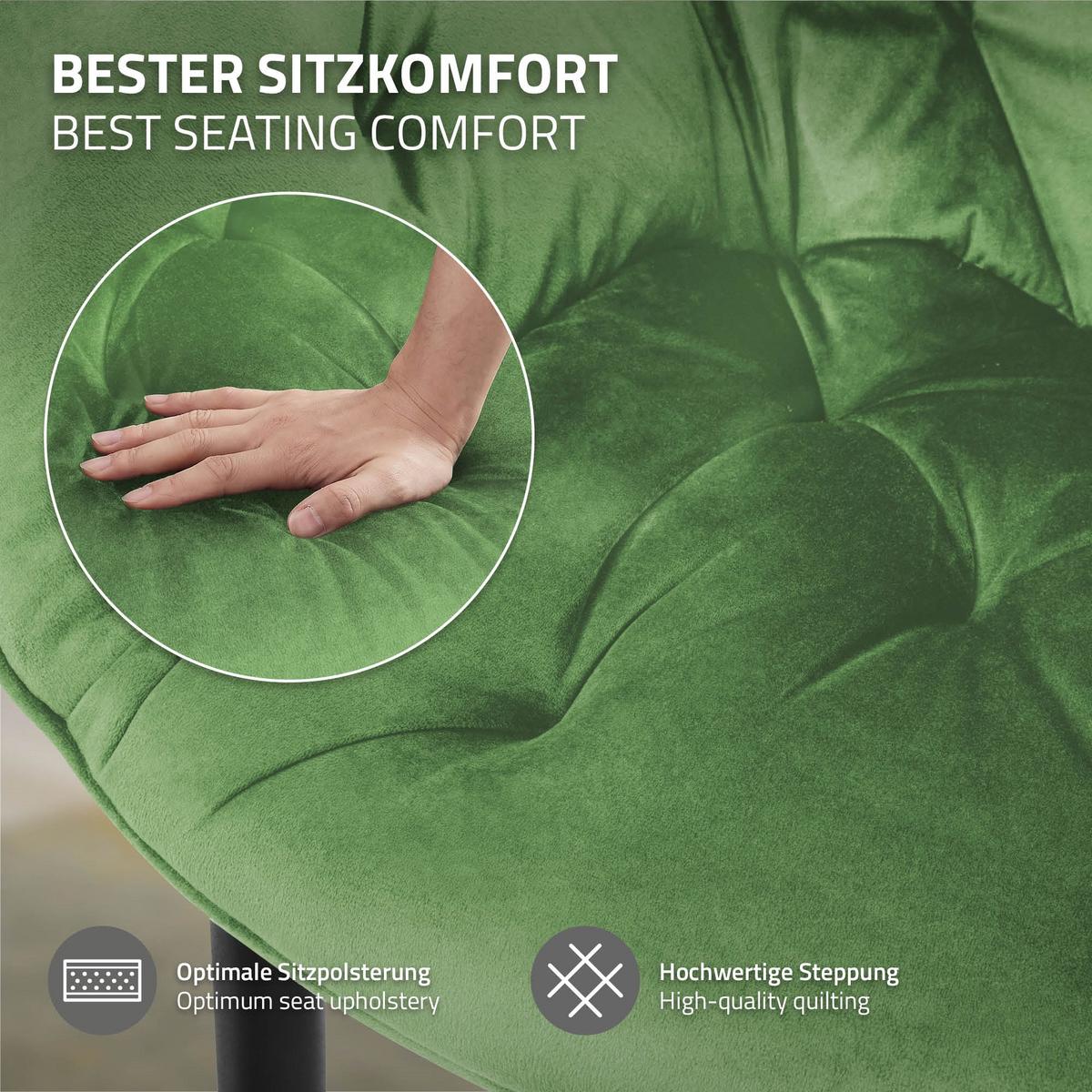 ESSZIMMERSTÜHLE 6er Set Salbei Samt - Schwarz/Grün, Metall (67/83/59cm) - ML-DESIGN