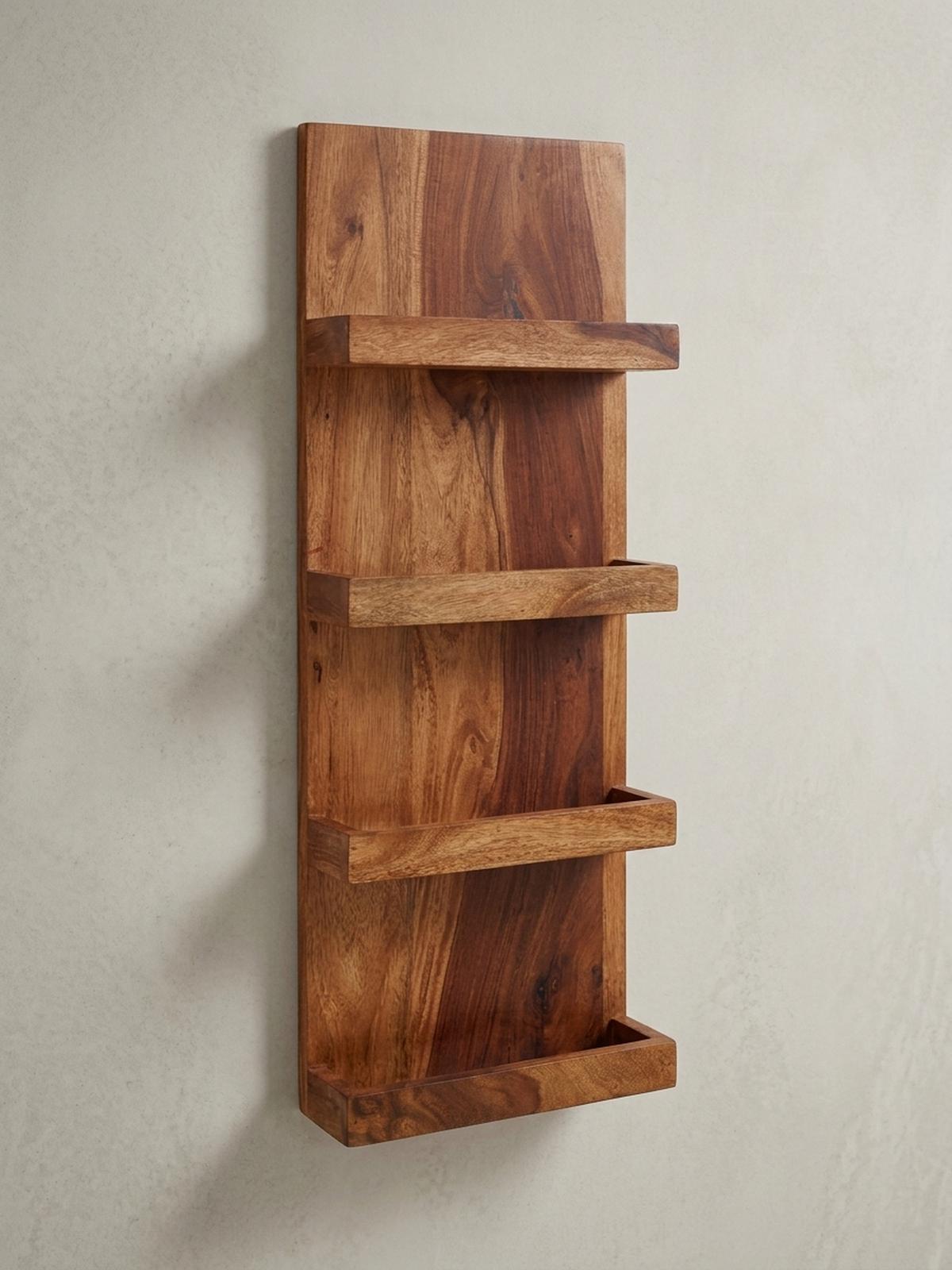 WANDREGAL Massivholz Nachhaltig Handgefertigt - Braun, Holz (30/80/10cm) - KADIMA DESIGN