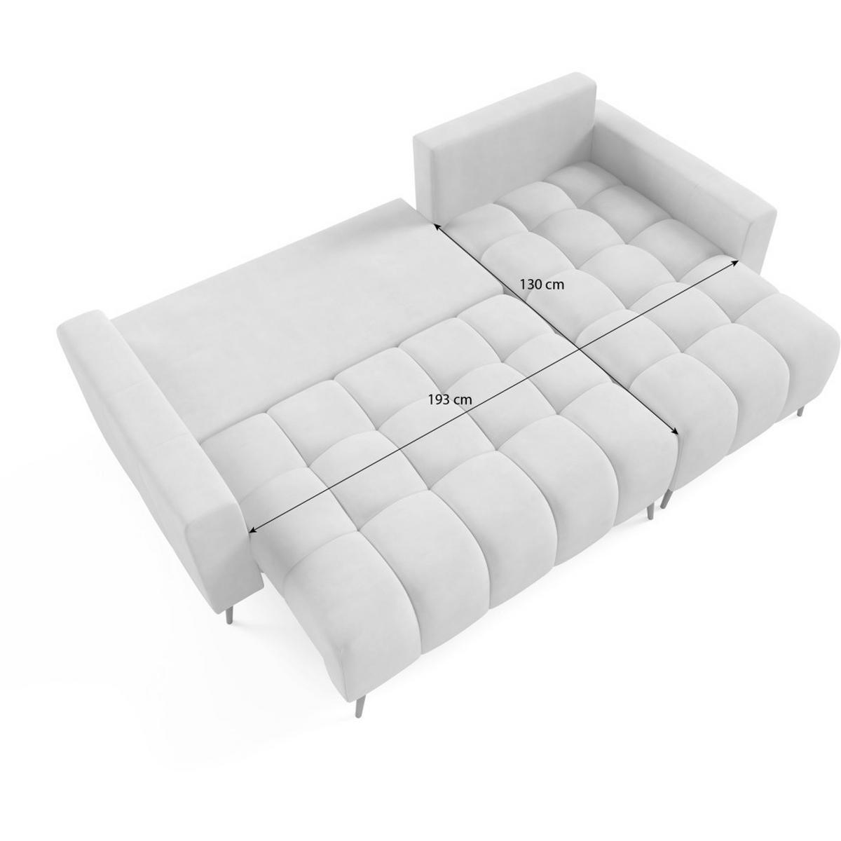 ECKSCHLAFSOFA Denver im Veloursstoff, Hellgrau - Hellgrau/Schwarz, Textil (232/148cm) - Beautysofa