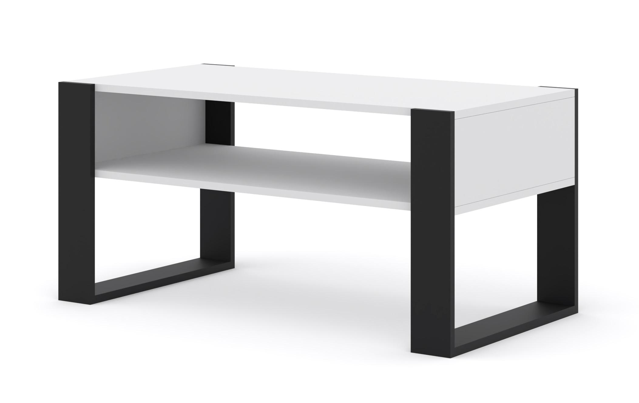 COUCHTISCH Weiß, Schwarz 100/47,5/50 - Schwarz/Weiß, Holzwerkstoff (50/100/48cm) - RAUMHIRSCH FURNITURE