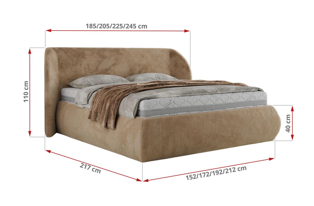 POLSTERBETT CAELA CLASSIC 200/200 - Beige Plüsch - Pocket-Matratze - Beige, Textil (200/200cm) - MKS