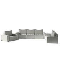 SOFASET Sande 3-2-1 Stoff Alpine - Hellgrau, Holzwerkstoff/Textil (292/85/90cm) - Fun Möbel