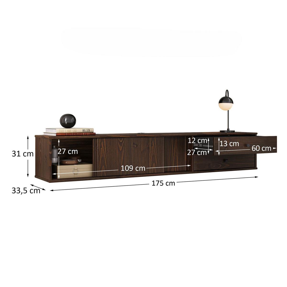 LOWBOARD SIMONA nussbaum - Nussbaumfarben, Holz (175/31/34cm) - IDIMEX
