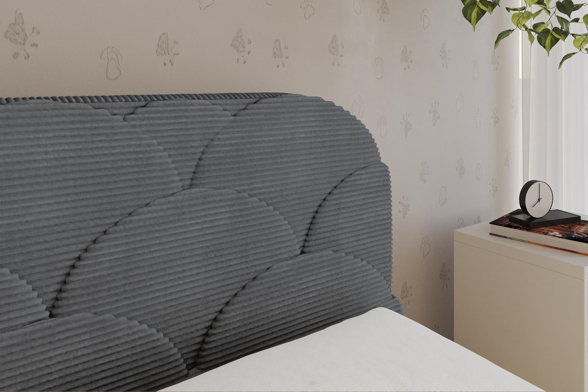 EINZELLBETT Jugendbett mit Bettkasten, Links - ELRY 80x200 Dunkelgrau - Graphitfarben, Holzwerkstoff/Textil (80/200cm) - ALTDECOR