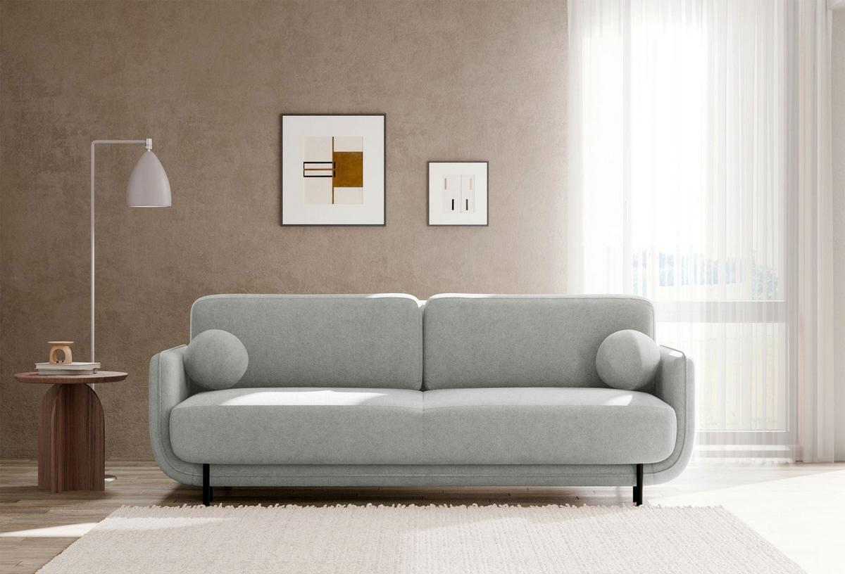 SCHLAFSOFA Ovals Hellgrau - Hellgrau/Schwarz, Textil/Metall (236/95/96cm) - Selsey