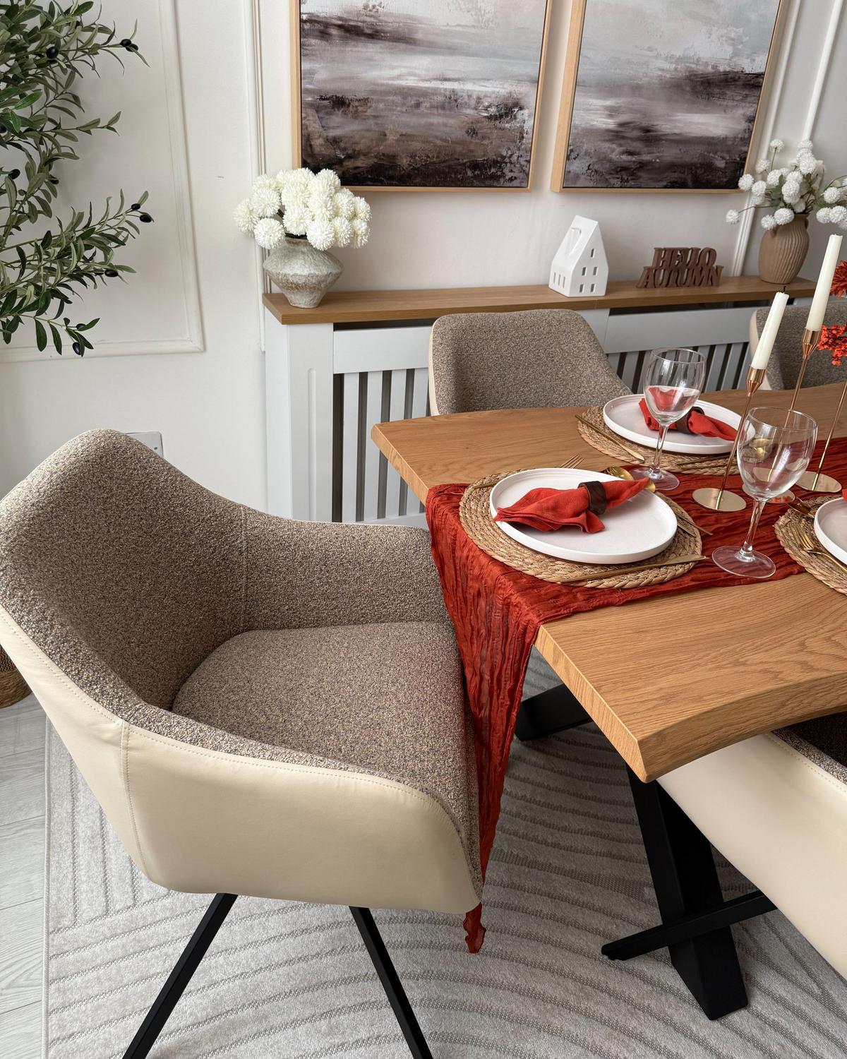 ESSZIMMERSTUHL 2er-Set Taupe Lithia - Taupe/Schwarz, Textil (58/86/63cm) - Beliani