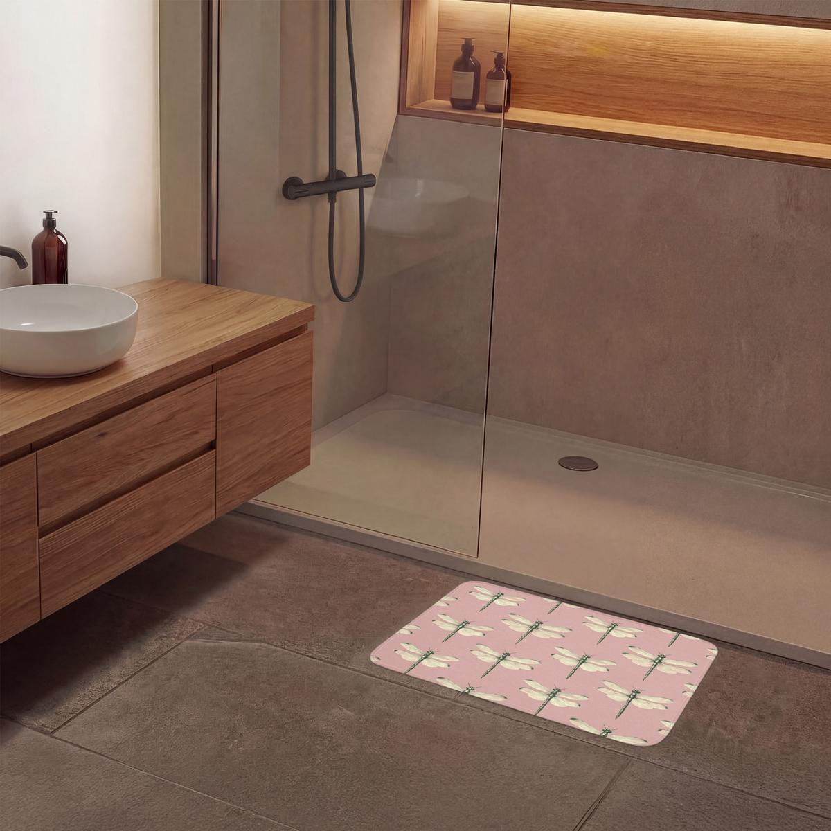 BADEMATTE Lillibells - Muster - Rosa 60x40 cm - Rosa, Textil (60/40cm) - OnlyWow
