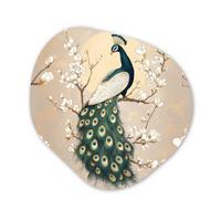 WANDBILD Pfau - Zweig - Blumen Wandbild 60x60 cm - Champagner, Kunststoff (60/60cm) - MuchoWow