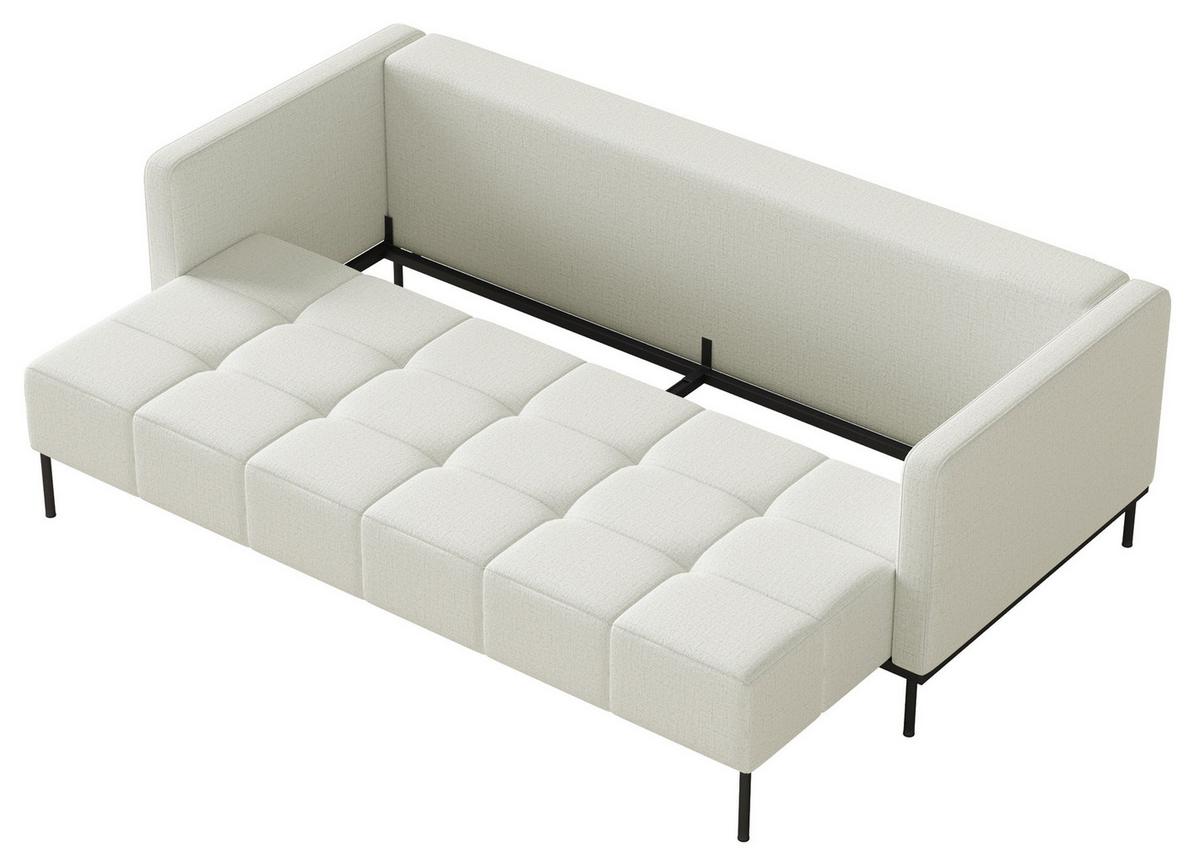 SCHLAFSOFA Skilia mit Schlaffunktion, 3-Sitzer 224 cm - Taupe/Schwarz, Textil/Metall (224/85/102cm) - Selsey