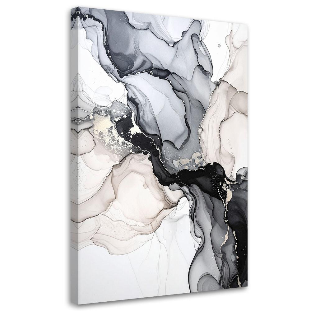 LEINWANDBILD Schwarz-Gold-Abstraktion 40x60cm - Schwarz, Textil (40/60cm) - Feeby