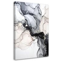 LEINWANDBILD Schwarz-Gold-Abstraktion 40x60cm - Schwarz, Textil (40/60cm) - Feeby