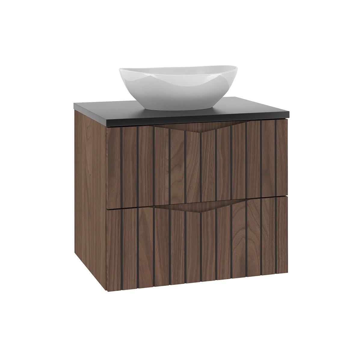 WASCHTISCH 60.6cm Siena Holz und Schwarz - Schwarz, Holzwerkstoff (60.6/52.2/46.5cm) - Petits-meubles