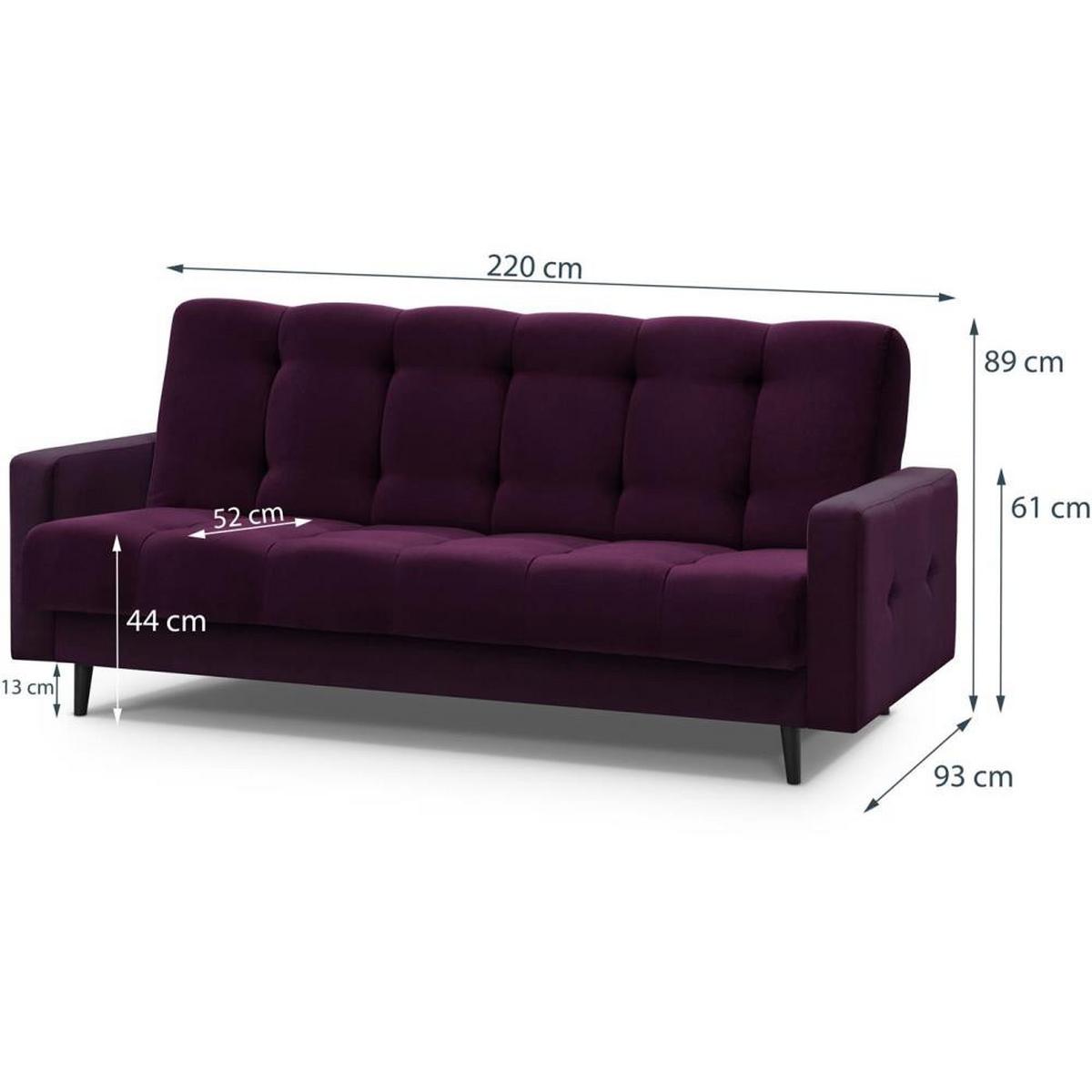 3-SITZER Schlafsofa Nancy Bis violett - Violett, Holz/Textil (220/89/93cm) - Beautysofa