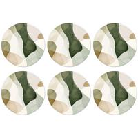GLASUNTERSETZER Japandi - Abstrakt - Grün Tischuntersetzer 10x10 cm - Dunkelgrün, Naturmaterialien (10/0.2cm) - MuchoWow