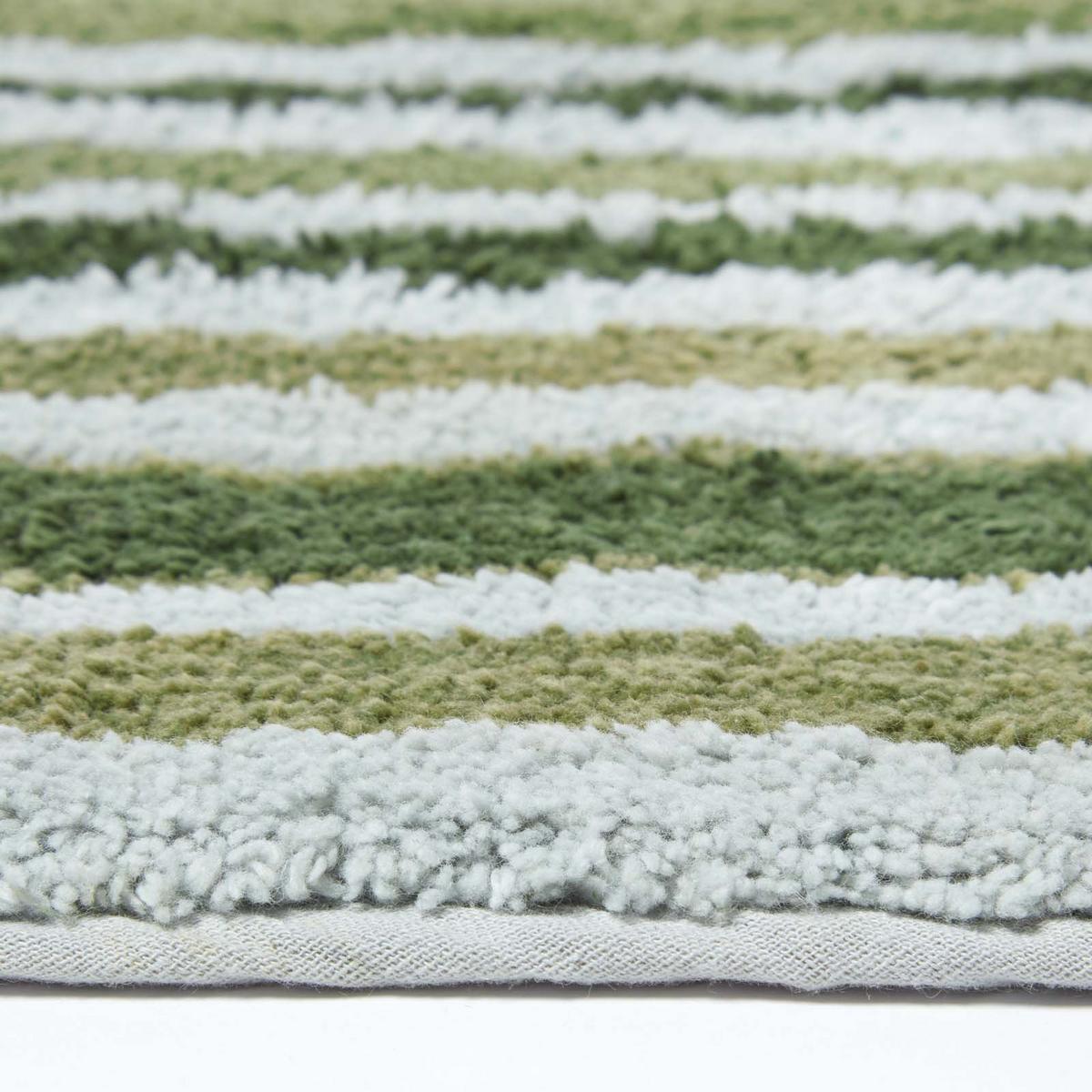 BADEMATTE 50/80 cm gestreift, Baumwolle - Grün, Textil (50/80cm) - Homescapes