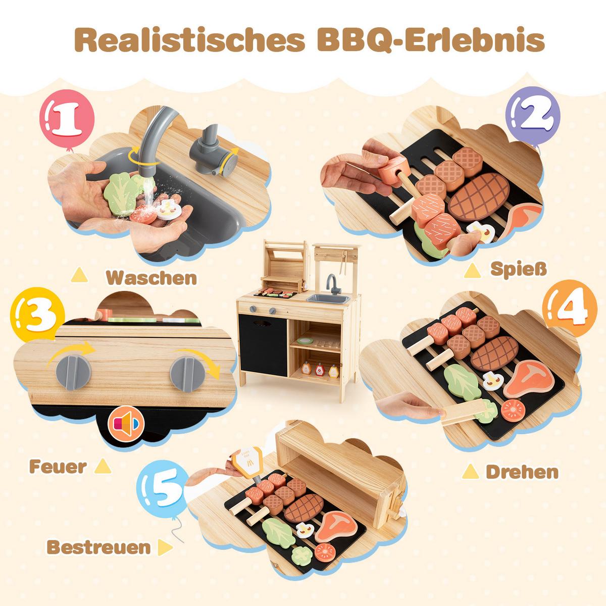 KINDERKÜCHE Outdoor Natur - Naturfarben, Holz (40/69/90cm) - COSTWAY