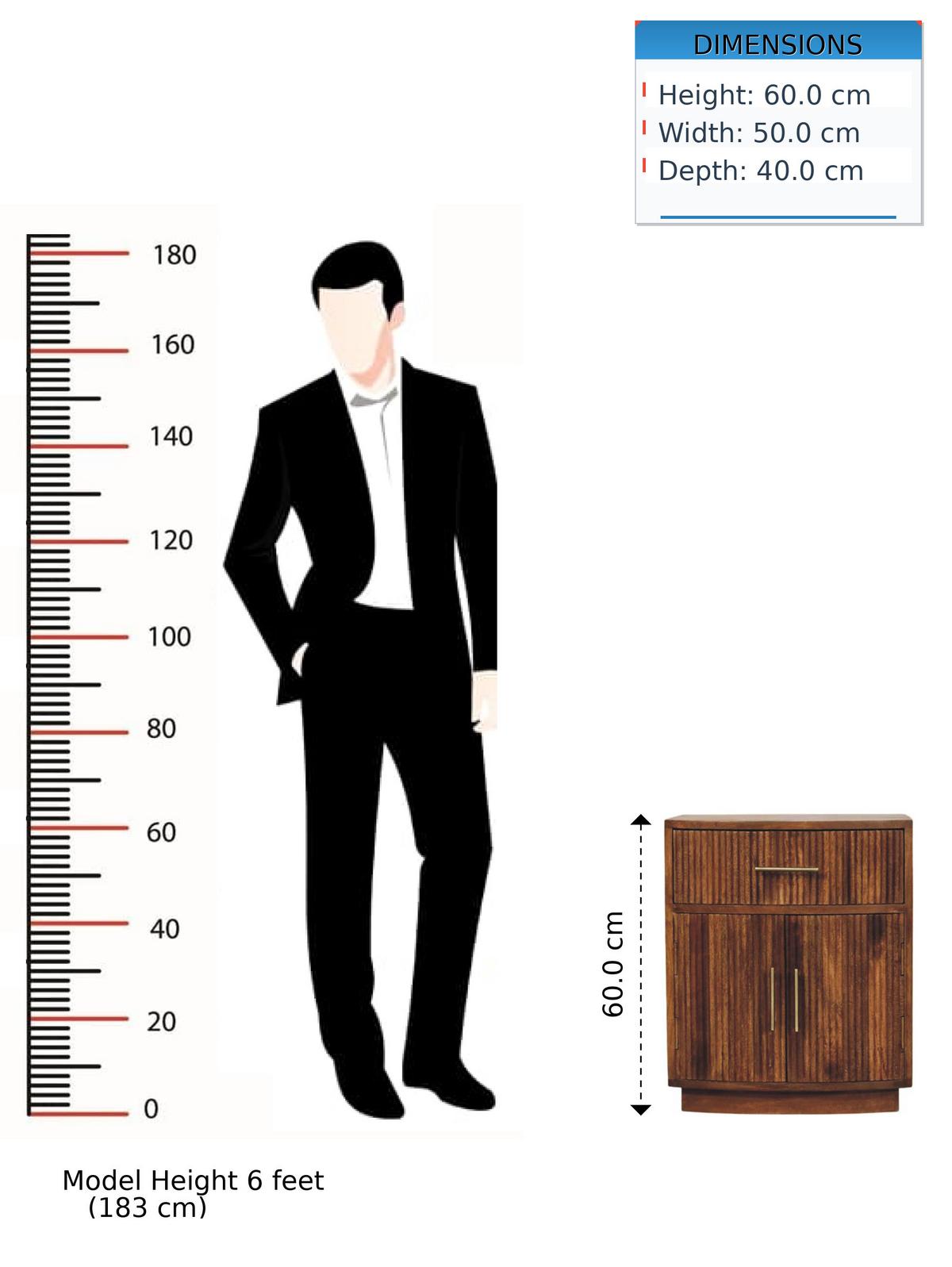 NACHTKASTEN Massivholz Geschwungen Geriffelt, 1 Schublade und 2 Regale mit Türen, Dunkelbraun - Hellbraun/Messingfarben, Holz/Metall (50/60/40cm) - Artisan Furniture