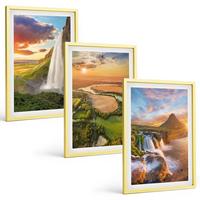 BILDER SET 3er Set - 40x60 cm Goldrahmen - Wasserfälle Landschaften im Westen - Goldfarben, Kunststoff (40/60cm) - TULUP