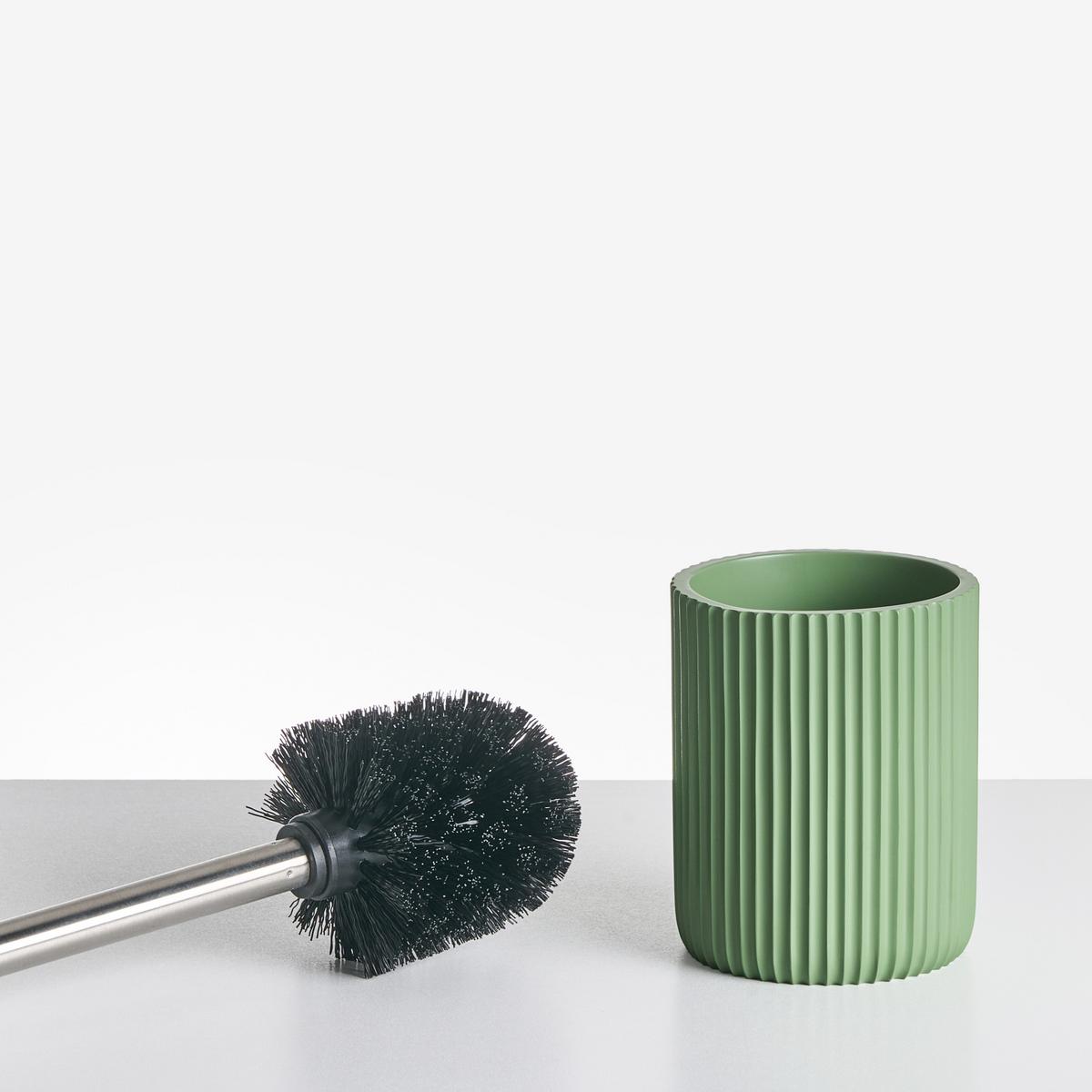 BADACCESSOIRES Set 5-teilig Grün Camana - Silberfarben/Grün, Kunststoff (8/10/8cm) - Beliani