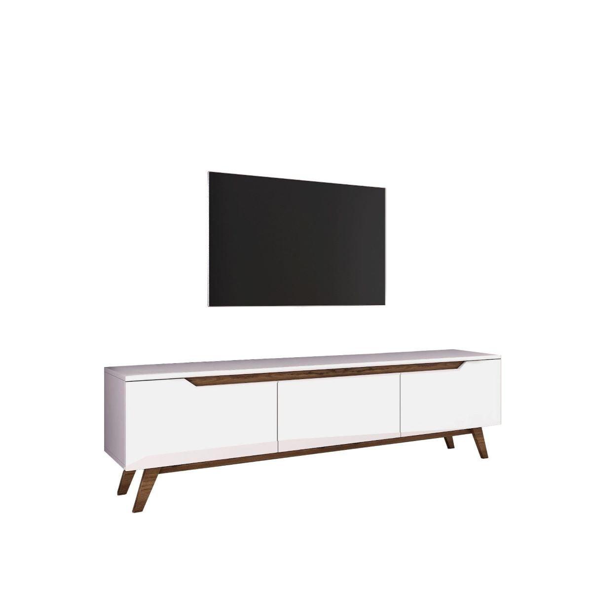 TV-MÖBEL mit 3 Türen weiß - L180 cm - Weiß, Holzwerkstoff (35/48.6/12.5cm) - Calicosy