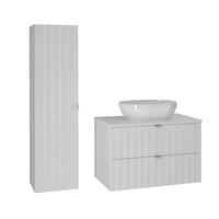 BADMÖBEL 80.6cm Lexa 2er-Set Weiß - Weiß, Holzwerkstoff (80.6/52.2/46.5cm) - Petits-meubles