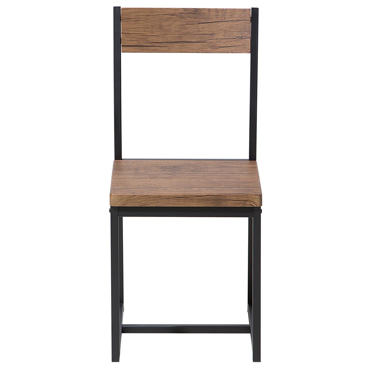 ESSGRUPPE Dunkelbraun Stahl 6-Sitzer 150 cm Laredo - Schwarz, Holzwerkstoff (150/75/90cm) - Beliani