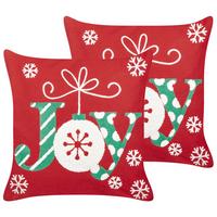 DEKOKISSEN 2er-Set Rot 45/45 cm Gingerbread - Rot, Textil (45/45cm) - Beliani