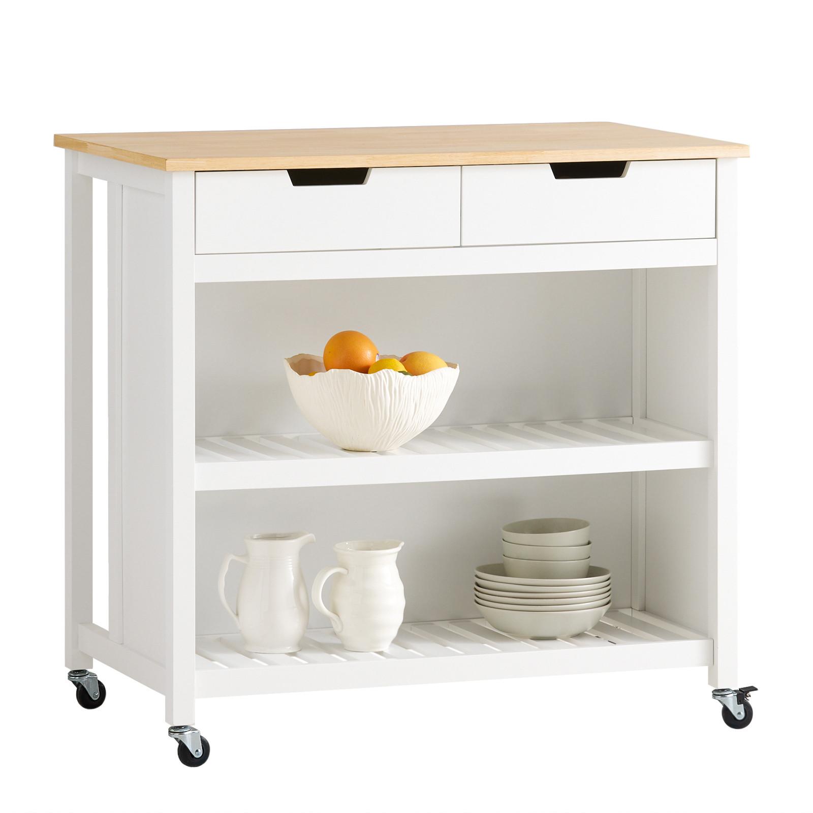 KÜCHENINSEL mit Rollen, Weiß-Natur 98x94x58 cm - Weiß, Holzwerkstoff (98/94/58cm) - SoBuy