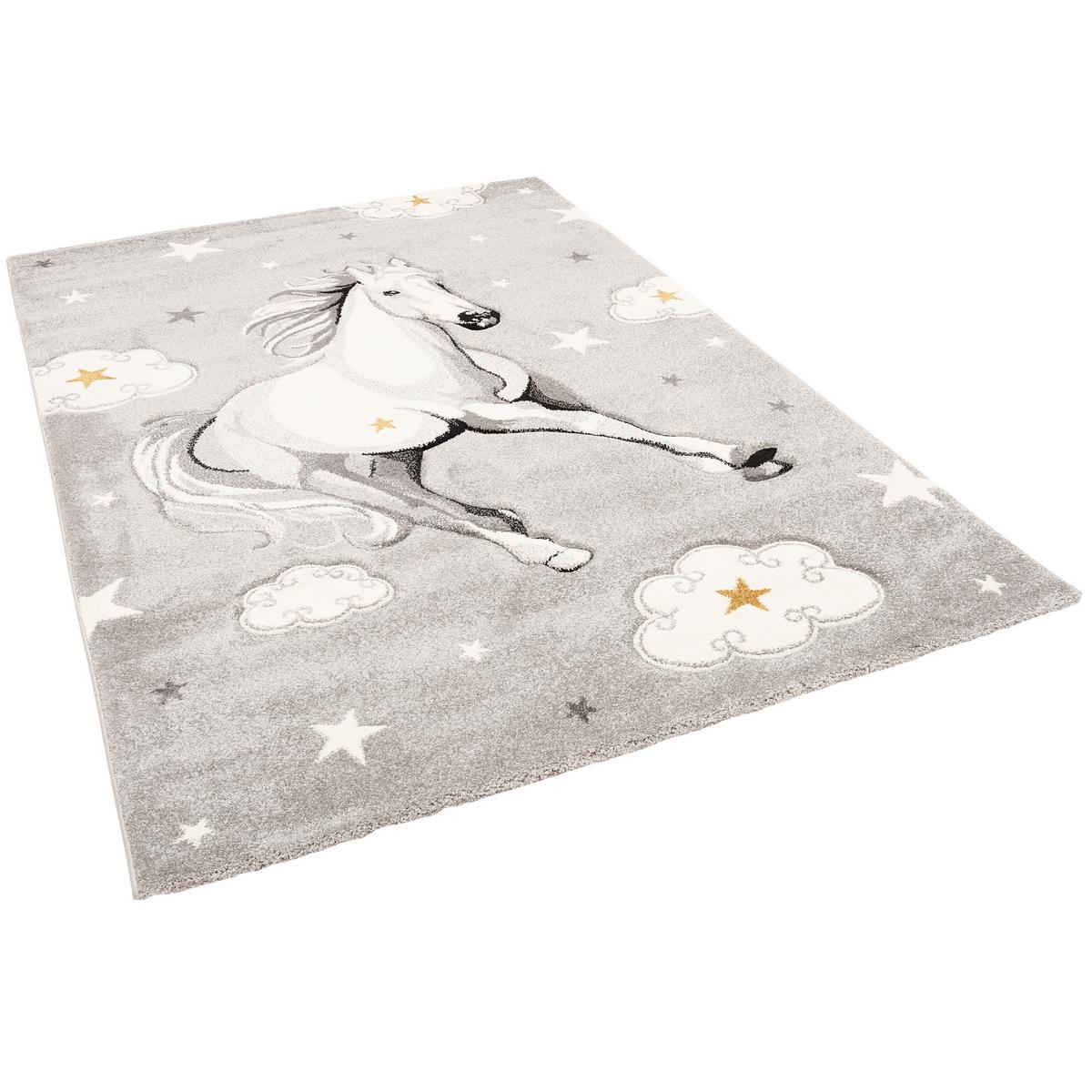 KINDER TEPPICH MAUI KIDS PFERD STERNE - Grau, Textil (160/230cm) - Pergamon