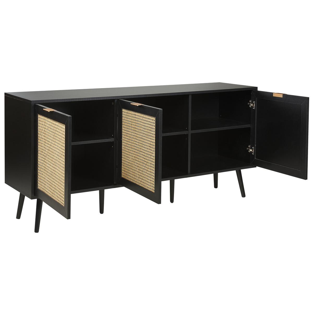 SIDEBOARD Schwarz Opoco - Beige/Schwarz, Holzwerkstoff (150/71/40cm) - Beliani
