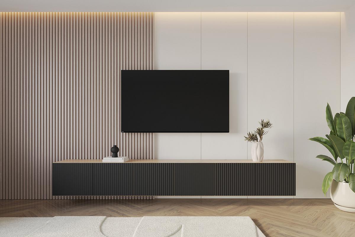 LOWBOARD NOA-2-W 3x100x40x40 cm - Artisan / Schwarz - Schwarz, Holzwerkstoff (300/40/40cm) - ALTDECOR