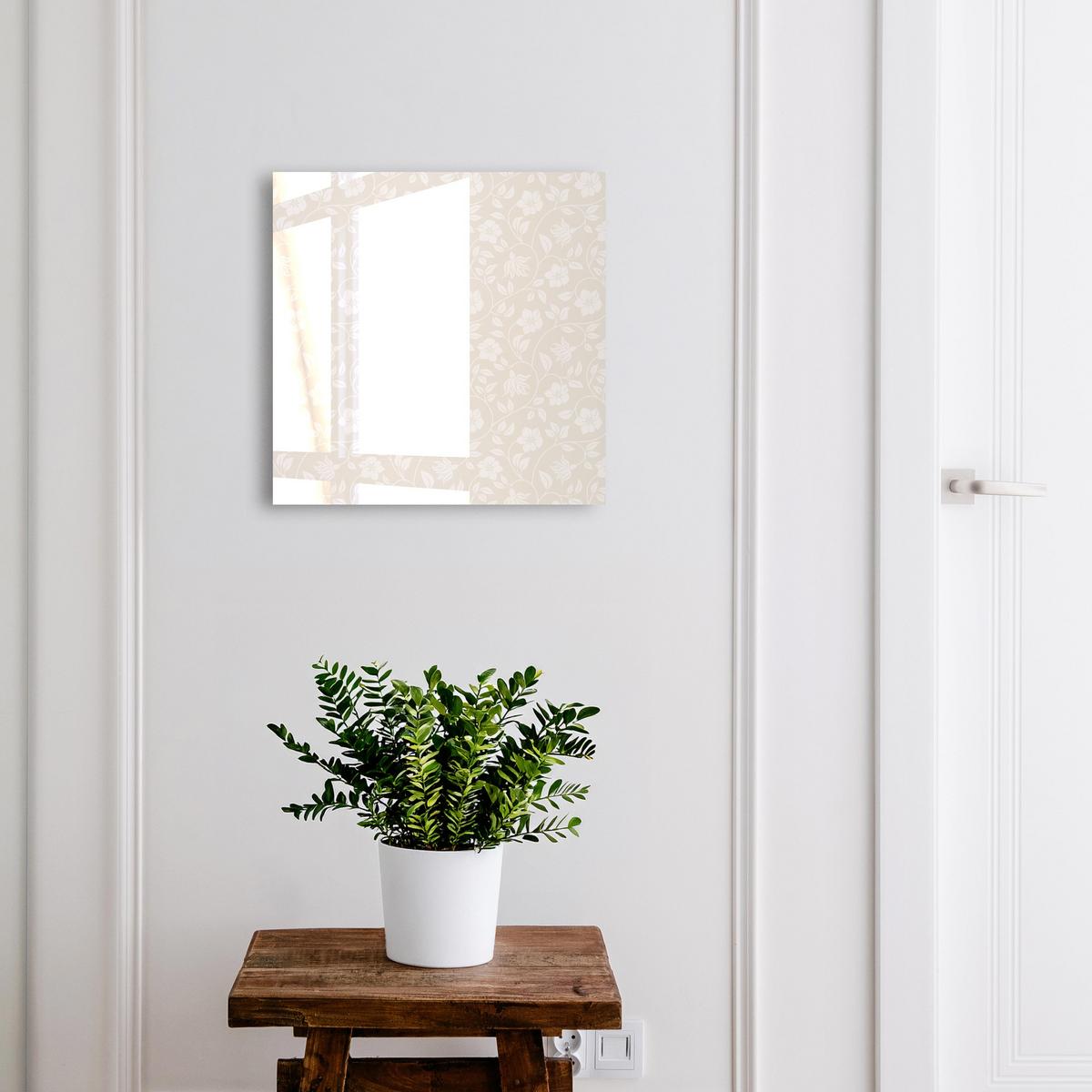 SCHLÜSSELBOX Schwarz 30x30 cm- Türöffnung nach rechts - Blumenmuster - Beige, Metall (30/30/5cm) - TULUP