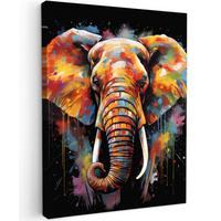 LEINWANDBILD Elefant - Graffiti - Schwarz - Tiere - Farben Room Decor 30x40 cm - Schwarz, Textil (30/40cm) - MuchoWow