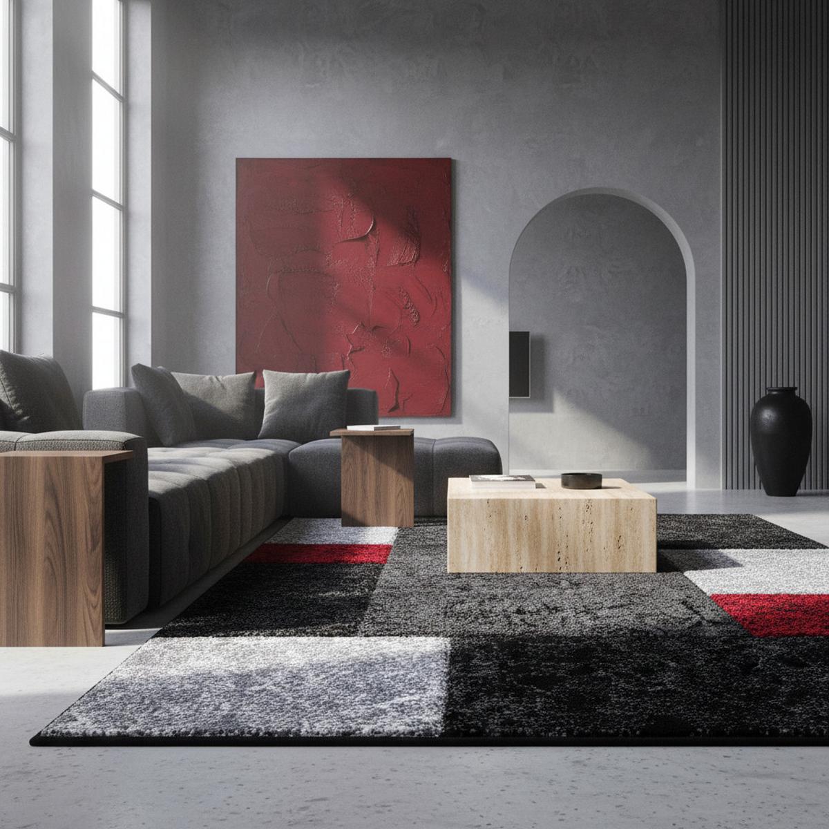 KURZFLORTEPPICH LATEMAR, kariert, Rot, 280 x 370 cm - Rot, Textil (280/370cm) - KADIMA DESIGN
