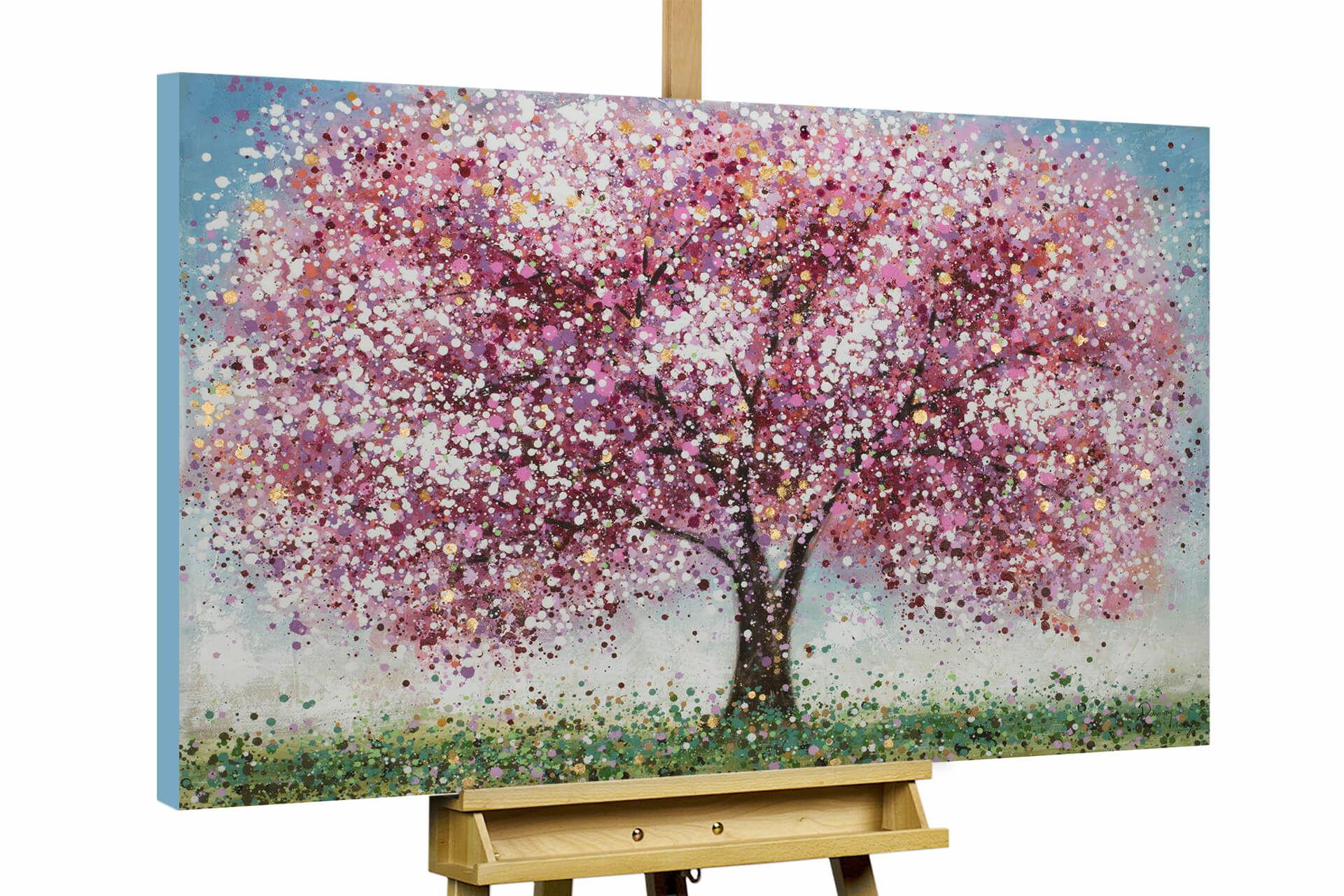 ÖLGEMÄLDE 120/80 cm - Blau/Pink, Holz/Textil (120/80cm) - KUNSTLOFT