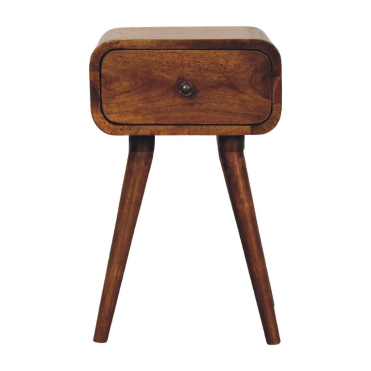 NACHTTISCH Massivholz Avora Mini Kastanienbraun, 1 Schublade, Dunkelbraun - Dunkelbraun/Messingfarben, Mangoholz/Holz (30/49/30cm) - Artisan Furniture