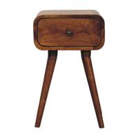 NACHTTISCH Massivholz Avora Mini Kastanienbraun, 1 Schublade, Dunkelbraun - Dunkelbraun/Messingfarben, Mangoholz/Holz (30/49/30cm) - Artisan Furniture