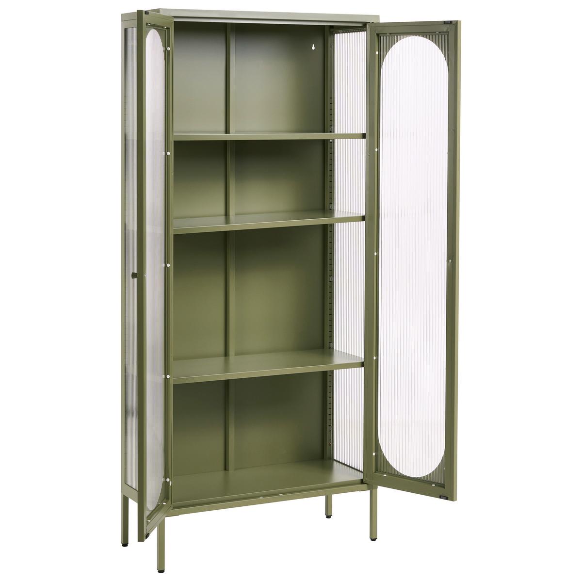 VITRINE mit Glastüren Metall 80 cm Grün Foxton - Grün, Metall (80/181/35cm) - Beliani