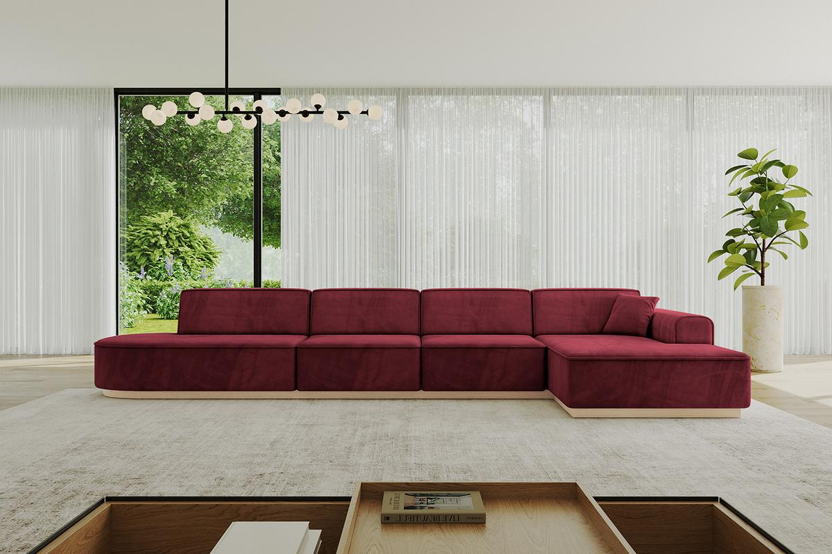 ECKSOFA Ottomane Rechts IREA-L3 - 412x165x80 cm Bordeauxrot - Bordeaux, Holzwerkstoff/Textil (412/165cm) - ALTDECOR