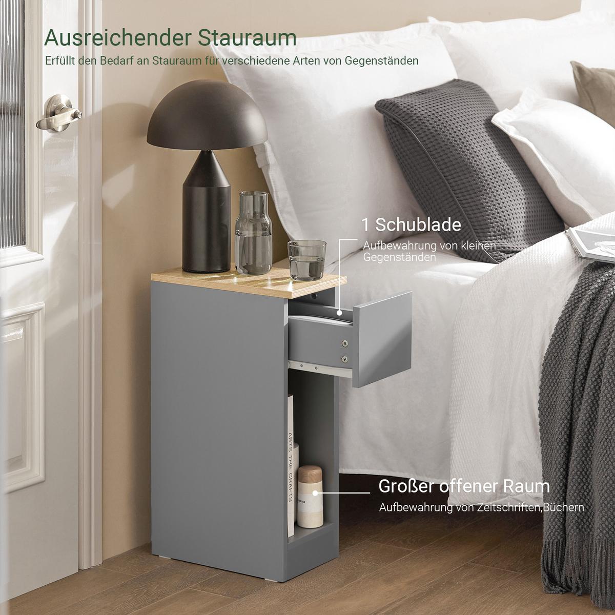 NACHTTISCH 2er Set, Hellgrau, 20x60x35cm - Grau, Holzwerkstoff (20/60/35cm) - SoBuy